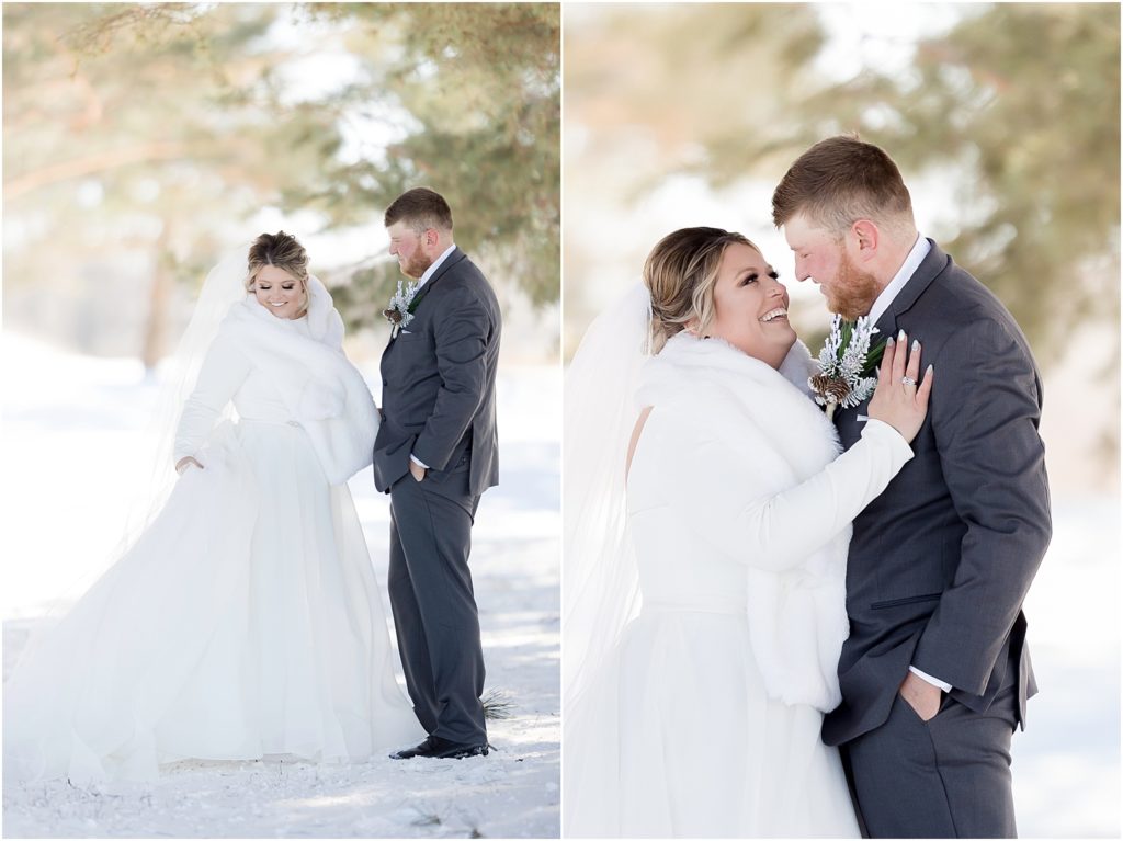 Winter wedding in Brookings, South Dakota. SDSU Campus