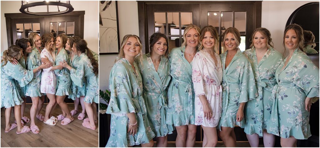 South Dakota Outdoor Wedding - Bride with bridesmaids in robes