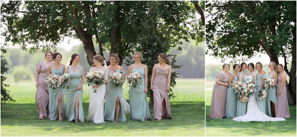South Dakota Outdoor Wedding - Bridal party walking photos