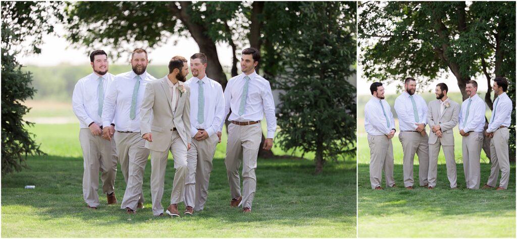 South Dakota Outdoor Wedding - Groomsmen with groom