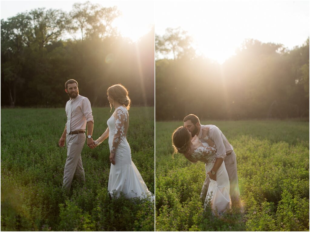 South Dakota Outdoor Wedding - sunset bridal photos